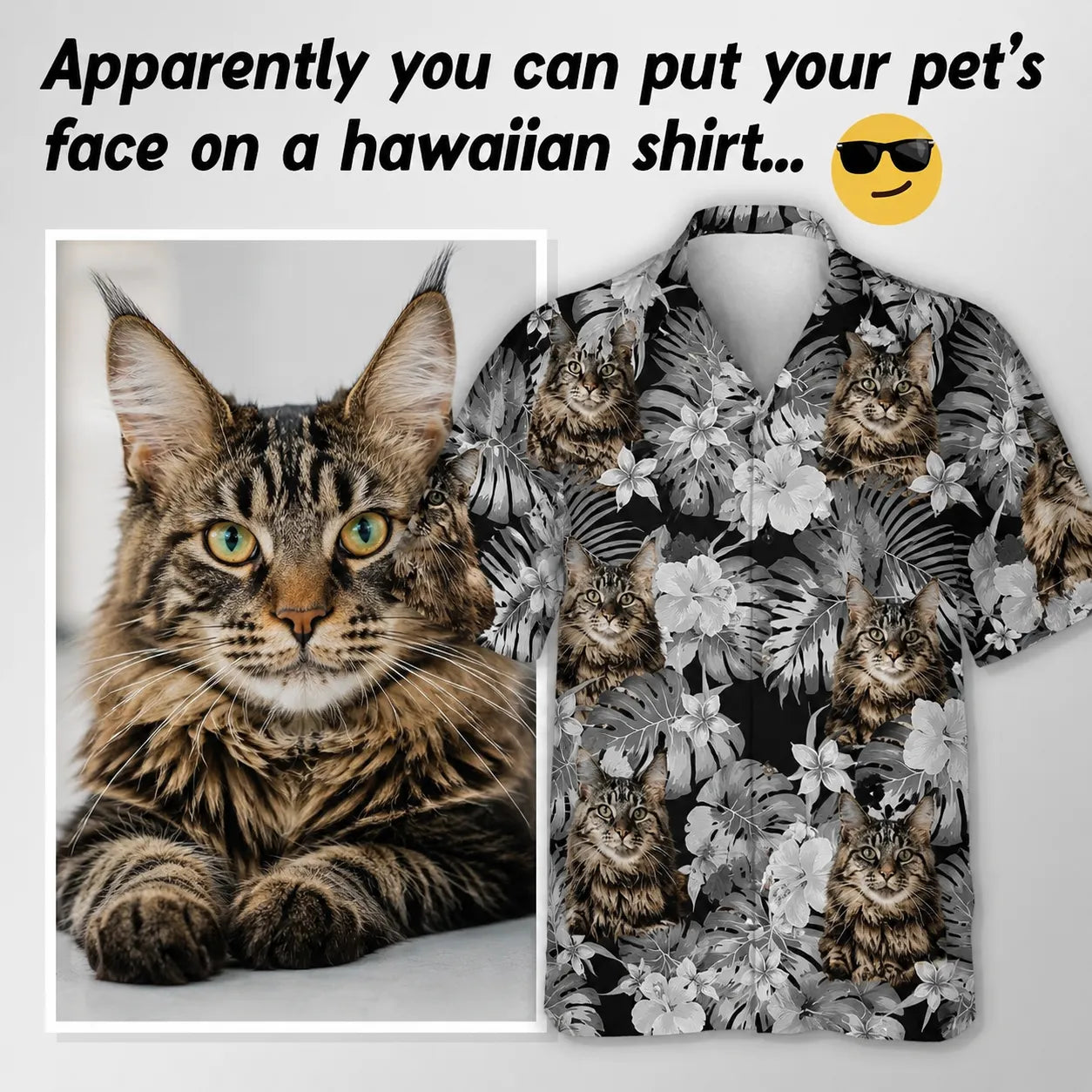 Custom Photo Tropical Cat Hawaiian Shirt