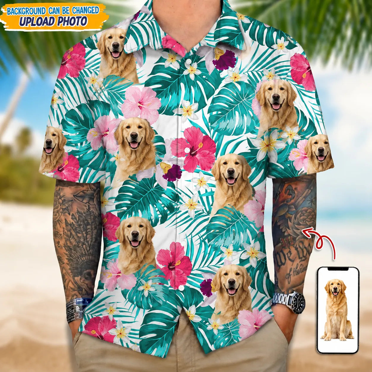 Custom Photo Tropical Cat Hawaiian Shirt